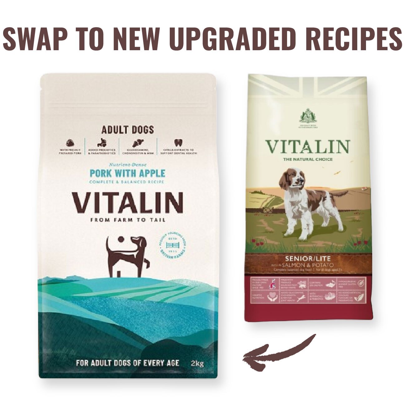 Vitalin Natural Salmon & Potato Senior/Lite Dry Dog Food - 12kg